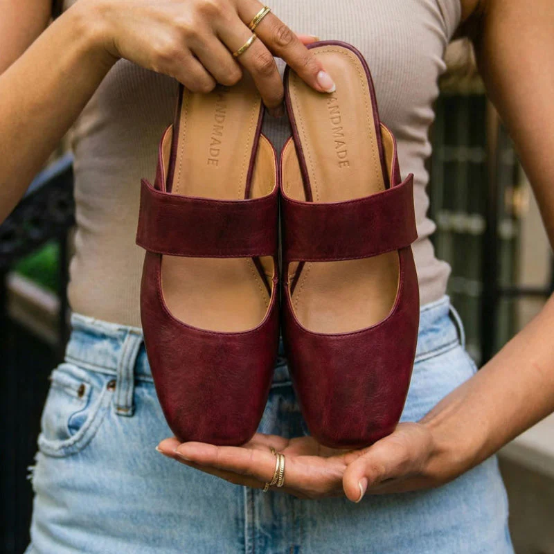 Sofia Amoretti Leather Mule Flats with Wide Strap - Image 5