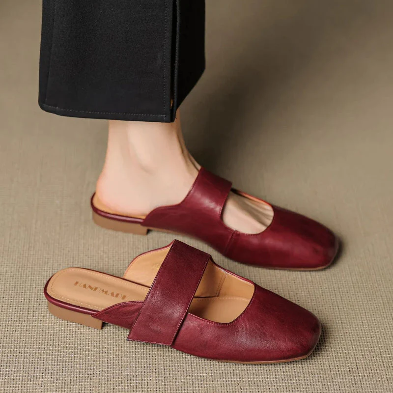 Sofia Amoretti Leather Mule Flats with Wide Strap - Image 7