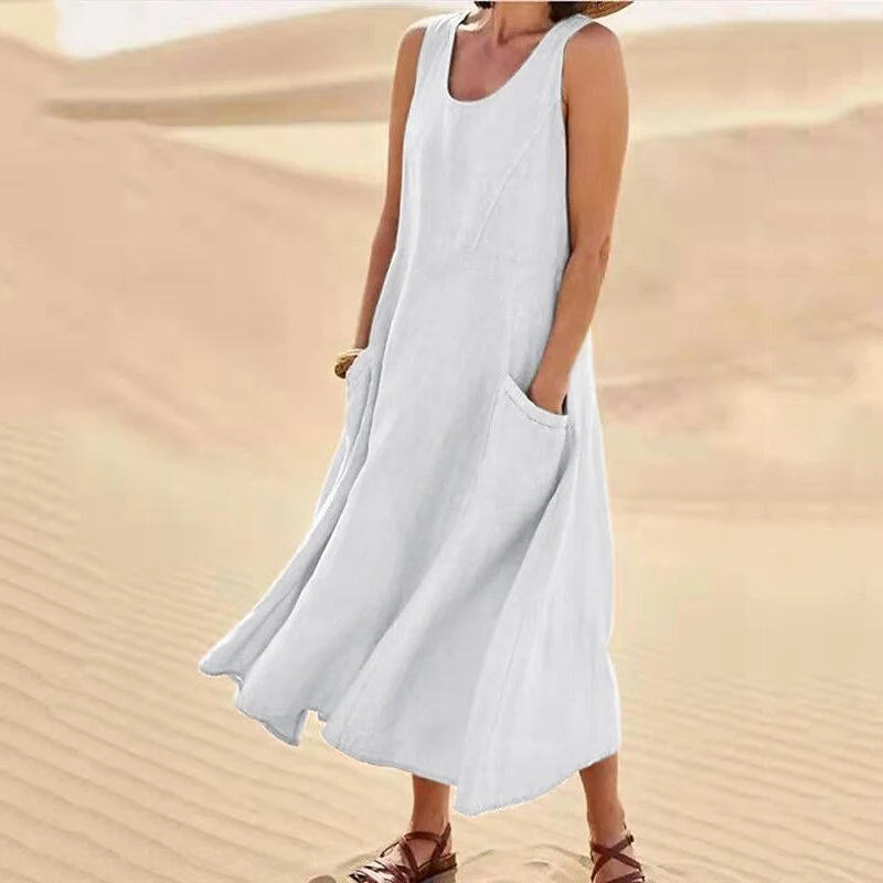 Sofia Amoretti Linen Maxi Dress with Pockets - Image 2