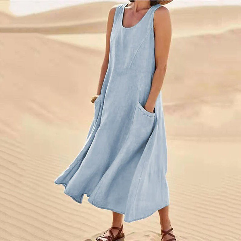 Sofia Amoretti Linen Maxi Dress with Pockets - Image 3