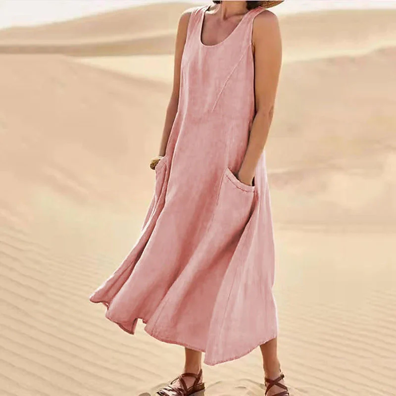 Sofia Amoretti Linen Maxi Dress with Pockets - Image 5