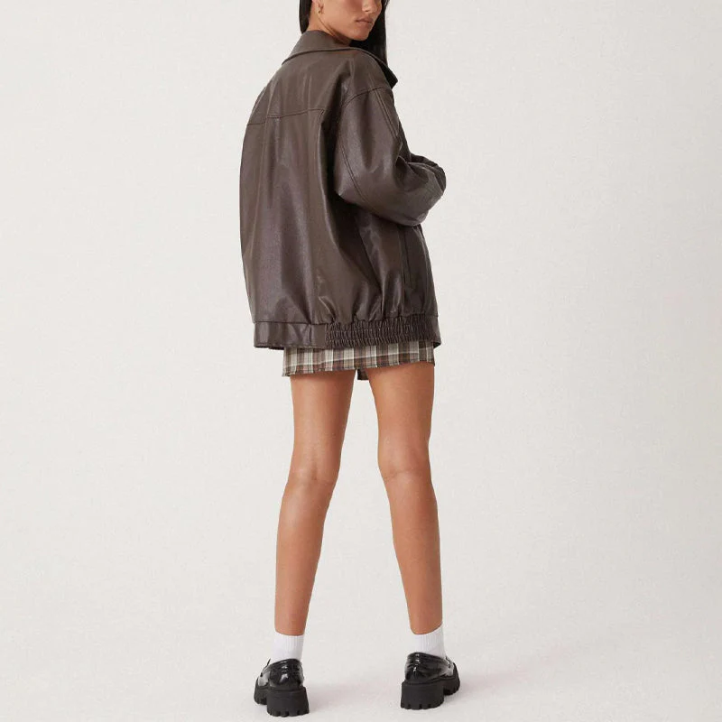 Sofia Amoretti Oversized Faux Leather Bomber Jacket - Image 3