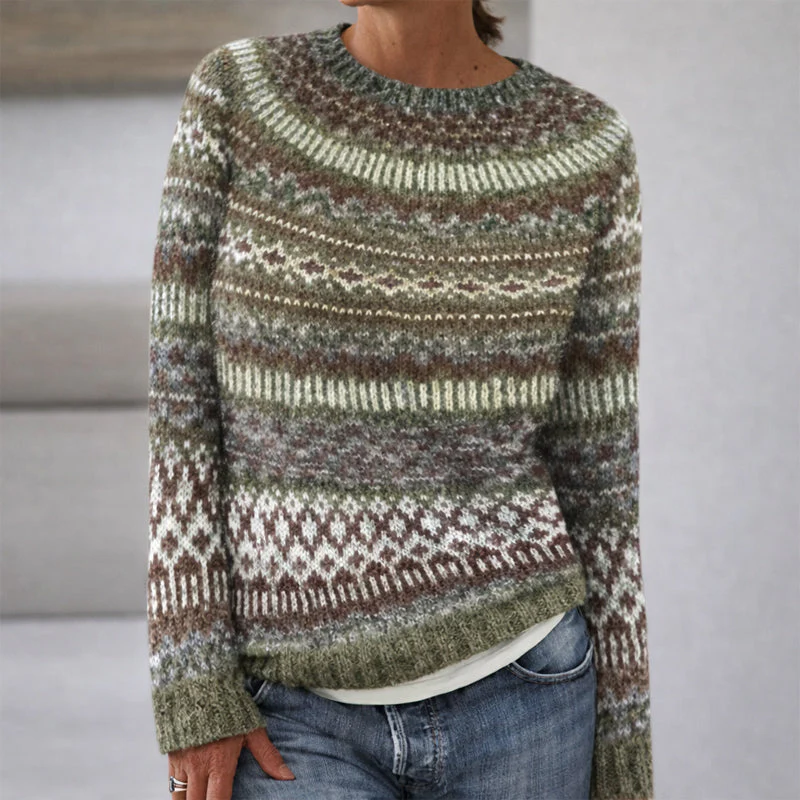 Sofia Amoretti Patterned Crewneck Knit Sweater - Image 3