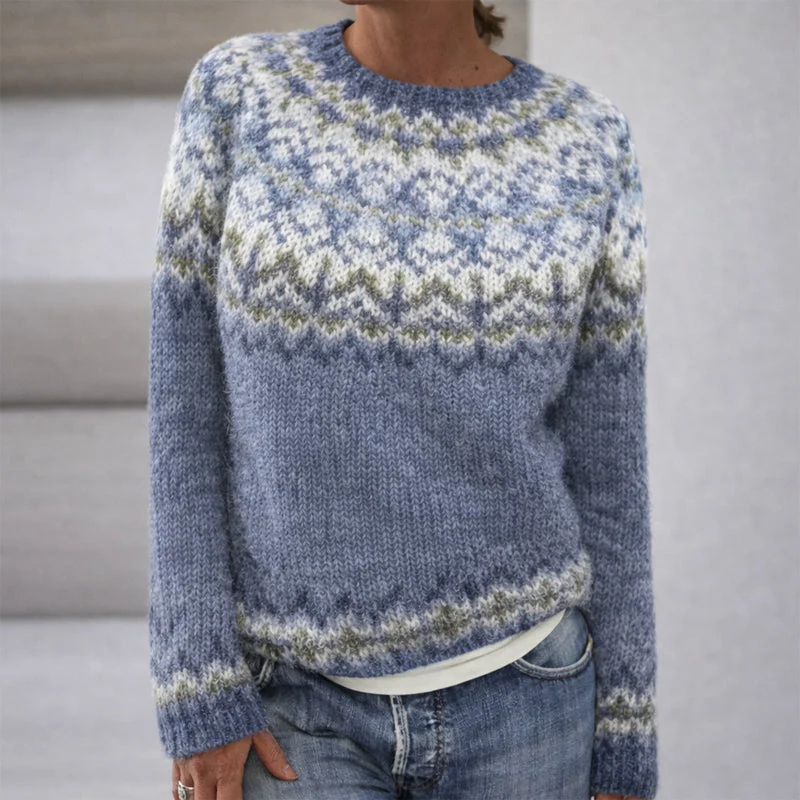 Sofia Amoretti Patterned Crewneck Knit Sweater - Image 4