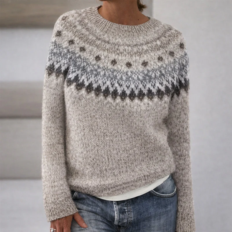 Sofia Amoretti Patterned Crewneck Knit Sweater - Image 5