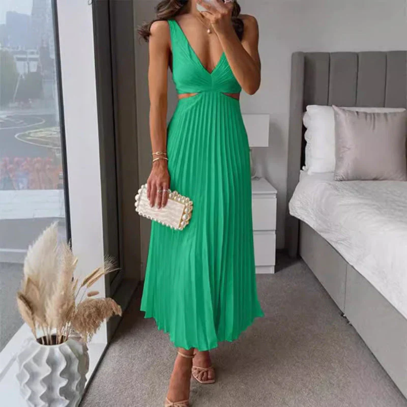 Sofia Amoretti Pleated Cutout Waist Midi Dress - Image 3