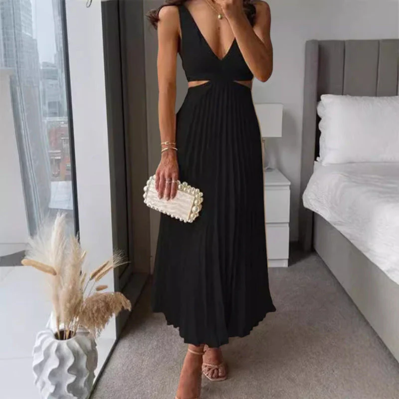 Sofia Amoretti Pleated Cutout Waist Midi Dress - Image 4