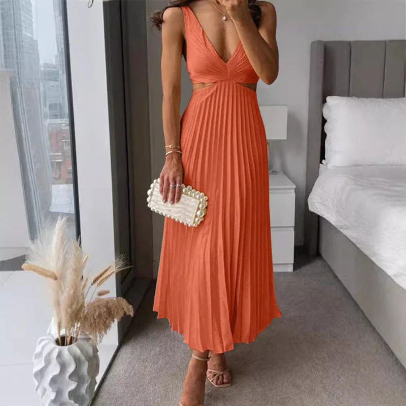 Sofia Amoretti Pleated Cutout Waist Midi Dress - Image 5