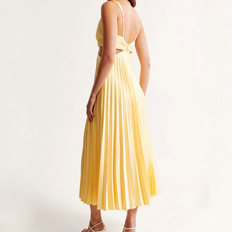 Sofia Amoretti Pleated Cutout Waist Midi Dress - Image 6