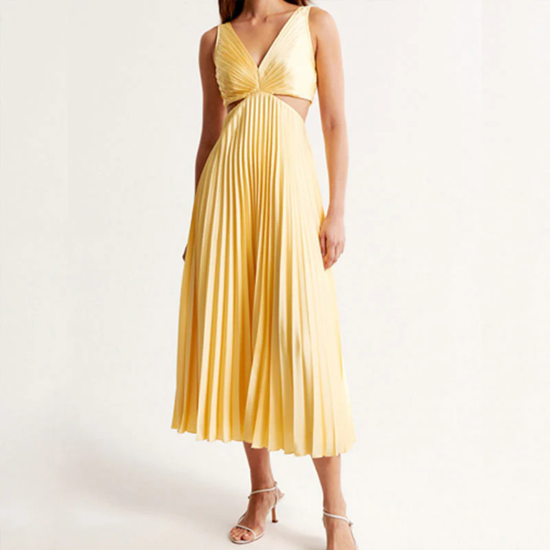 Sofia Amoretti Pleated Cutout Waist Midi Dress - Image 7