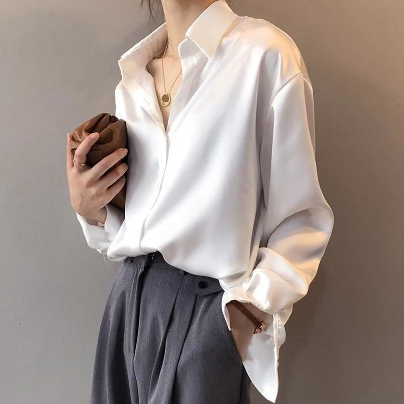 Sofia Amoretti Relaxed Satin Button-Up Blouse - Image 5