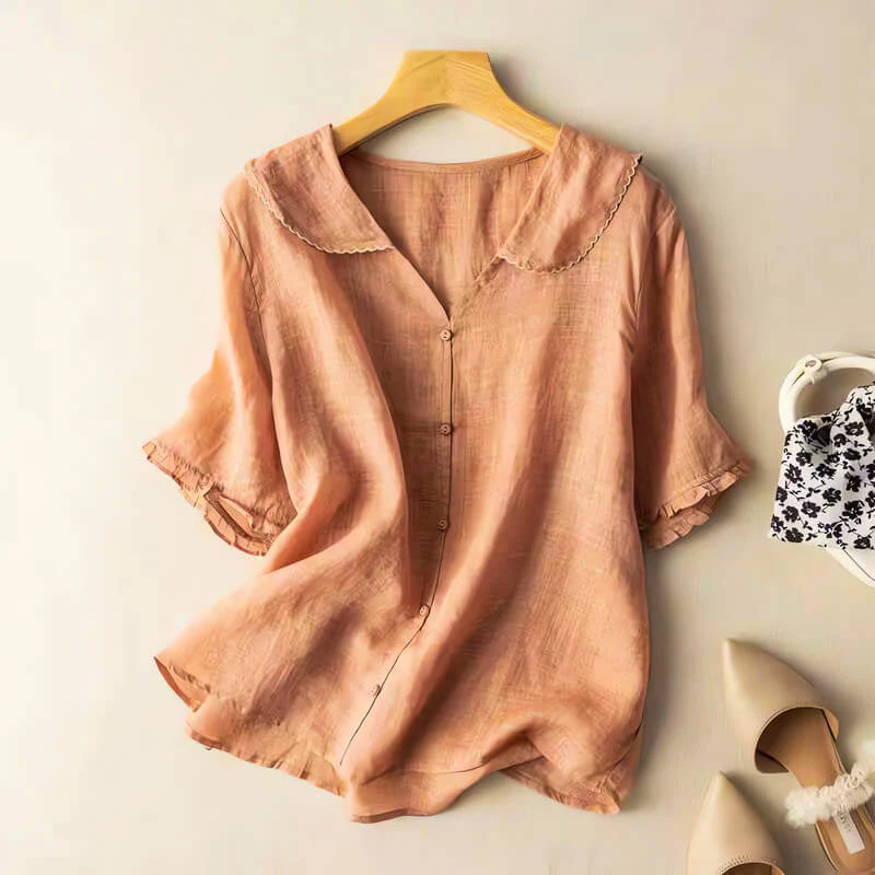 Sofia Amoretti Short-Sleeve Blouse with Lace Detail - Image 4