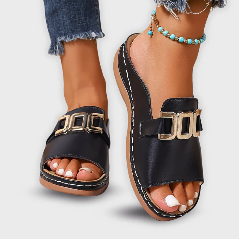 Sofia Amoretti Slip-On Sandals with Buckle Detail - Image 6
