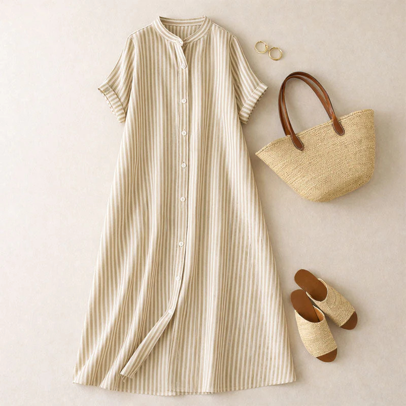 Sofia Amoretti Striped Button-Down Maxi Dress - Image 3