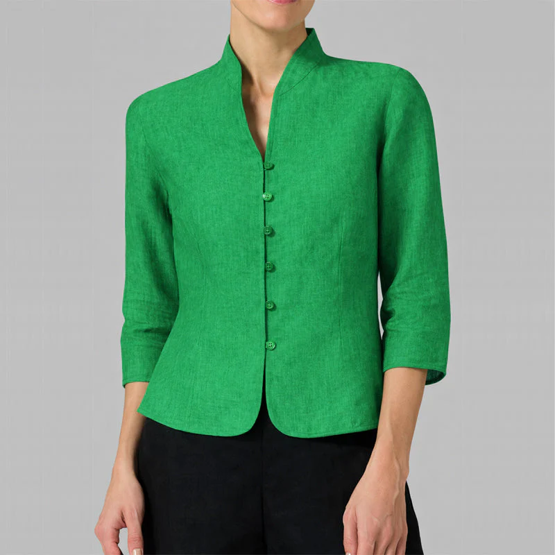 Sofia Amoretti Three-Quarter Sleeve Chambray Blouse - Image 2