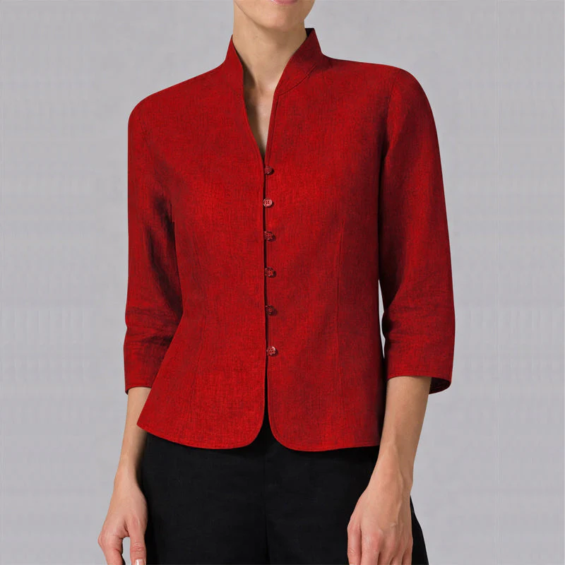 Sofia Amoretti Three-Quarter Sleeve Chambray Blouse - Image 3