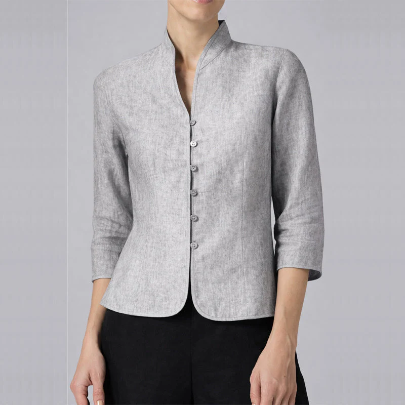 Sofia Amoretti Three-Quarter Sleeve Chambray Blouse - Image 4