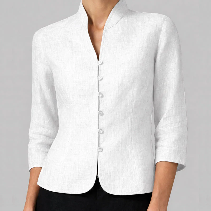 Sofia Amoretti Three-Quarter Sleeve Chambray Blouse - Image 5