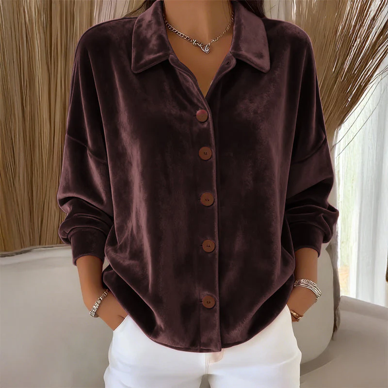 Sofia Amoretti Velvet Button-Front Shirt - Image 3