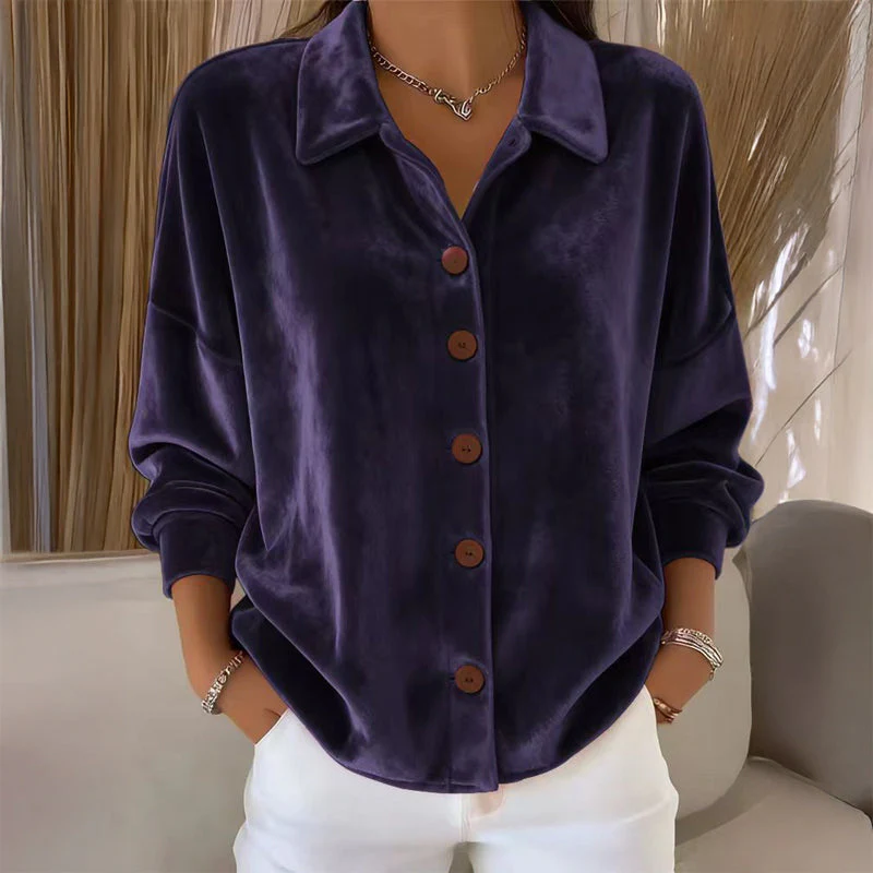 Sofia Amoretti Velvet Button-Front Shirt - Image 4