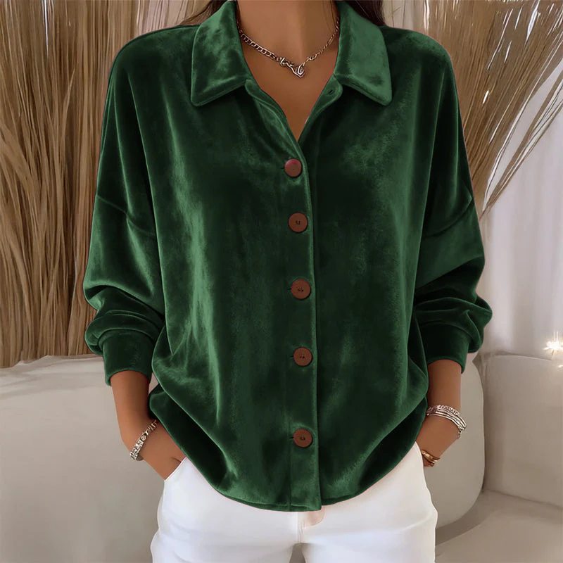 Sofia Amoretti Velvet Button-Front Shirt - Image 5