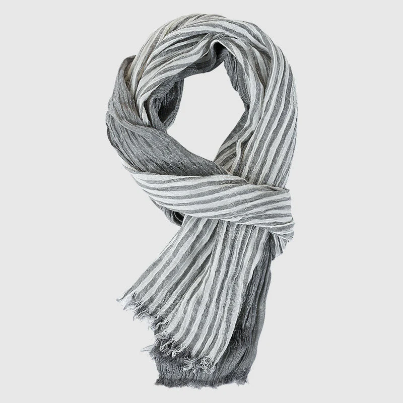 Soft Lightweight Striped Fringe Scarf - Image 4