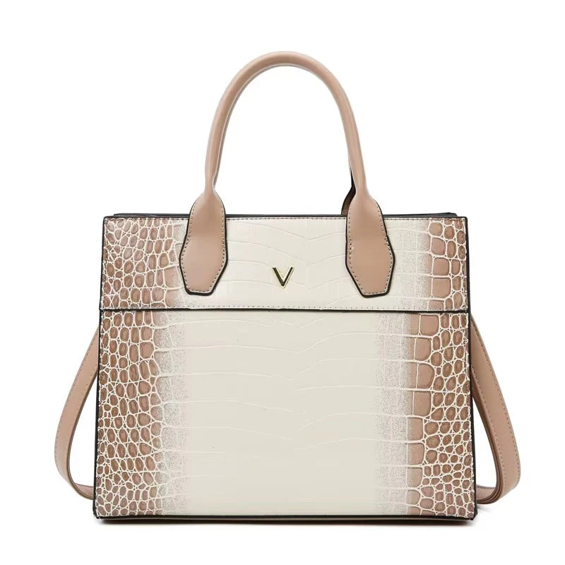 Square Tote Handbag Set with Textured Surface - Image 6