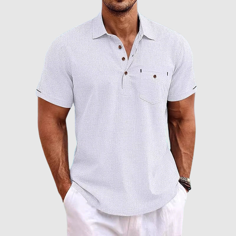 Theodore Willow Linen Polo Shirt - Image 3