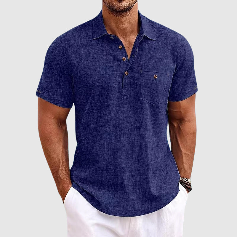 Theodore Willow Linen Polo Shirt - Image 4