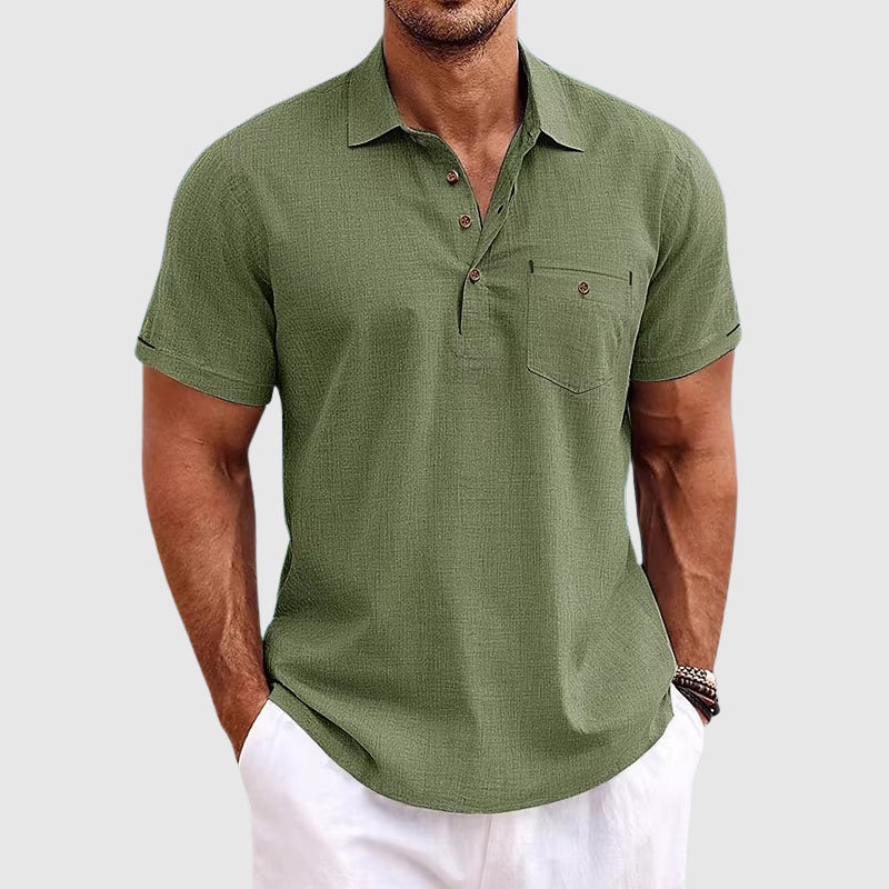 Theodore Willow Linen Polo Shirt - Image 5