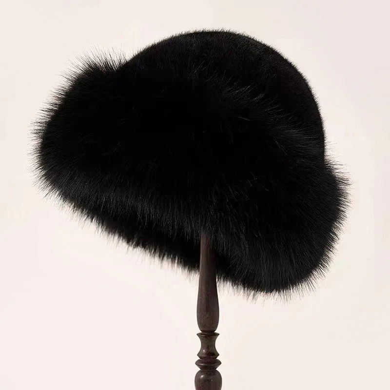 Thick Fuzzy Brimless Elegant Fur Hat for Women - Image 2