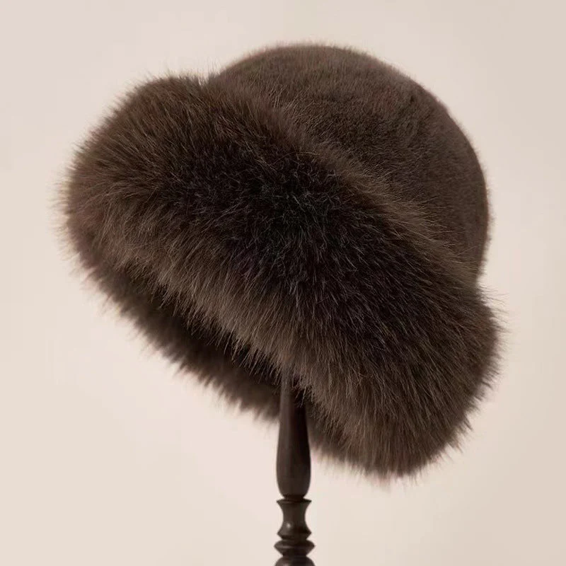 Thick Fuzzy Brimless Elegant Fur Hat for Women - Image 3