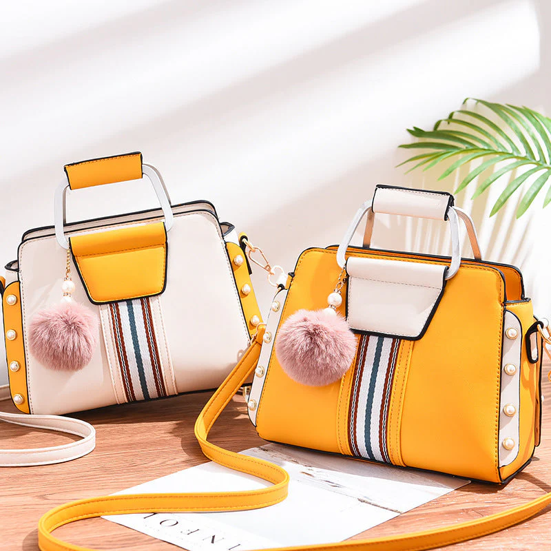 Valentina Rossi Color Block Handbag with Stripe Detail - Image 6