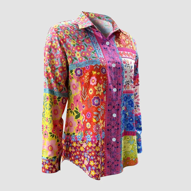 Valentina Rossi Colorful Floral Patchwork Blouse - Image 3