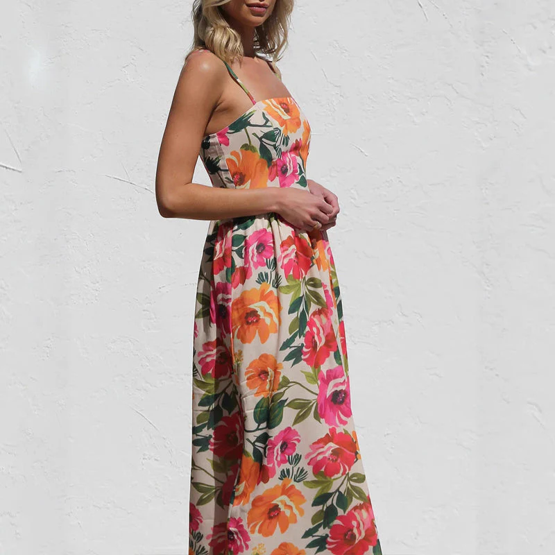 Valentina Rossi Floral Maxi Dress with Gathered Waist - Image 4
