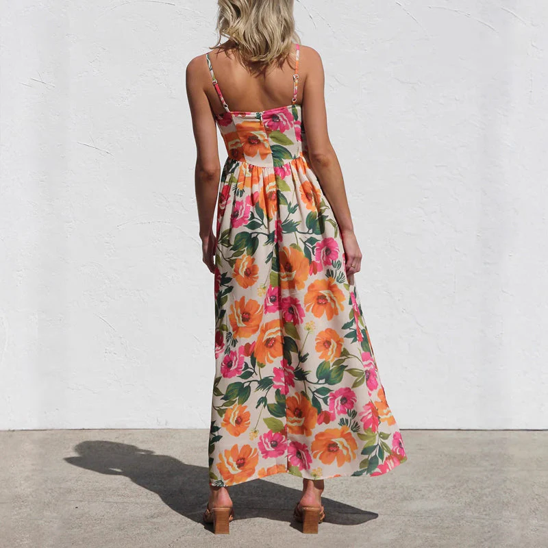 Valentina Rossi Floral Maxi Dress with Gathered Waist - Image 5
