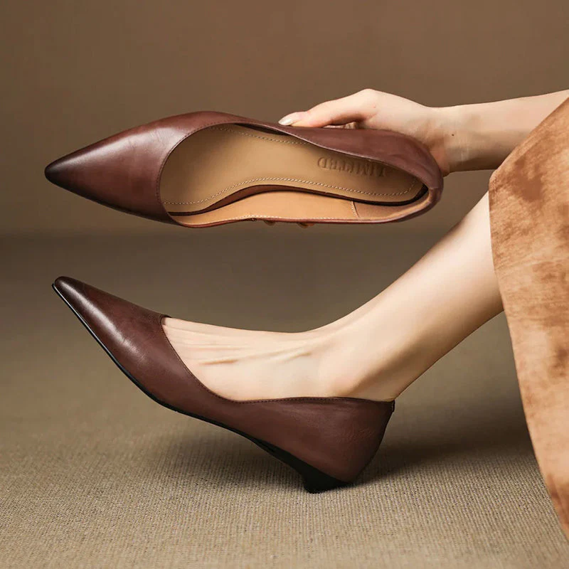 Valentina Rossi Genuine Leather Pointed Flats - Image 3
