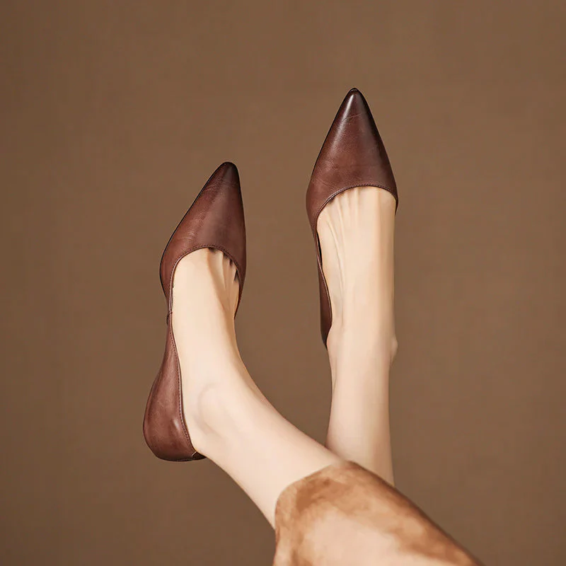 Valentina Rossi Genuine Leather Pointed Flats - Image 5