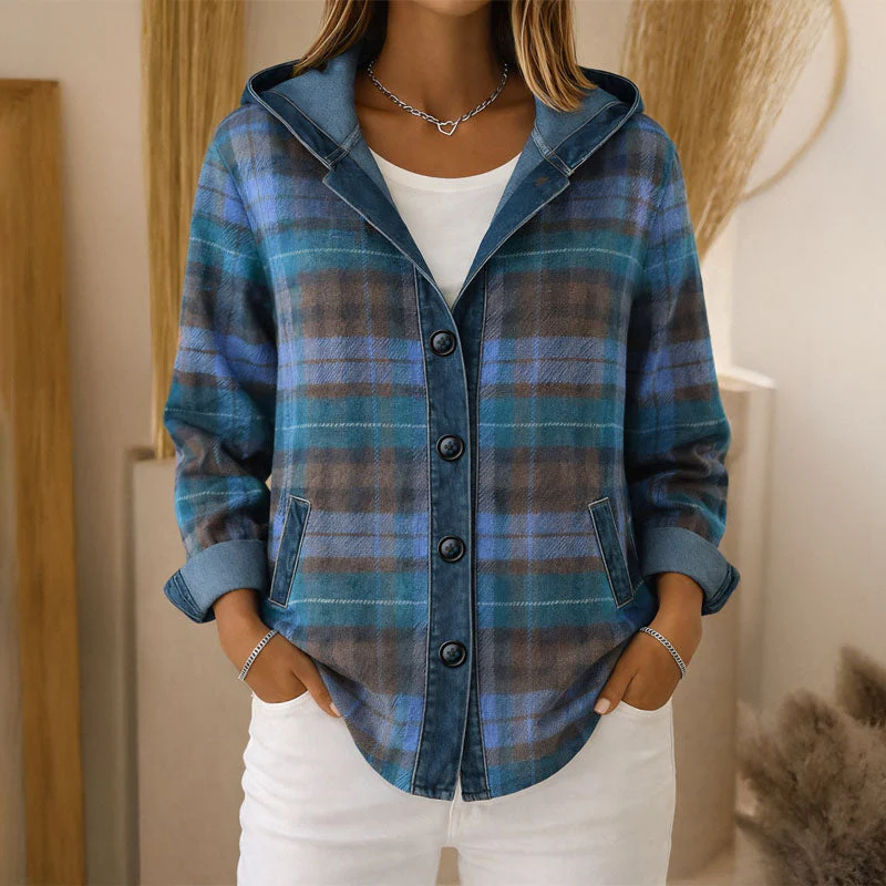 Valentina Rossi Hooded Plaid Light Jacket - Image 3