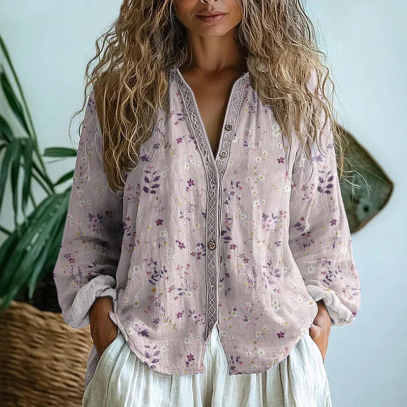 Valentina Rossi Leaf Print Button Blouse - Image 3