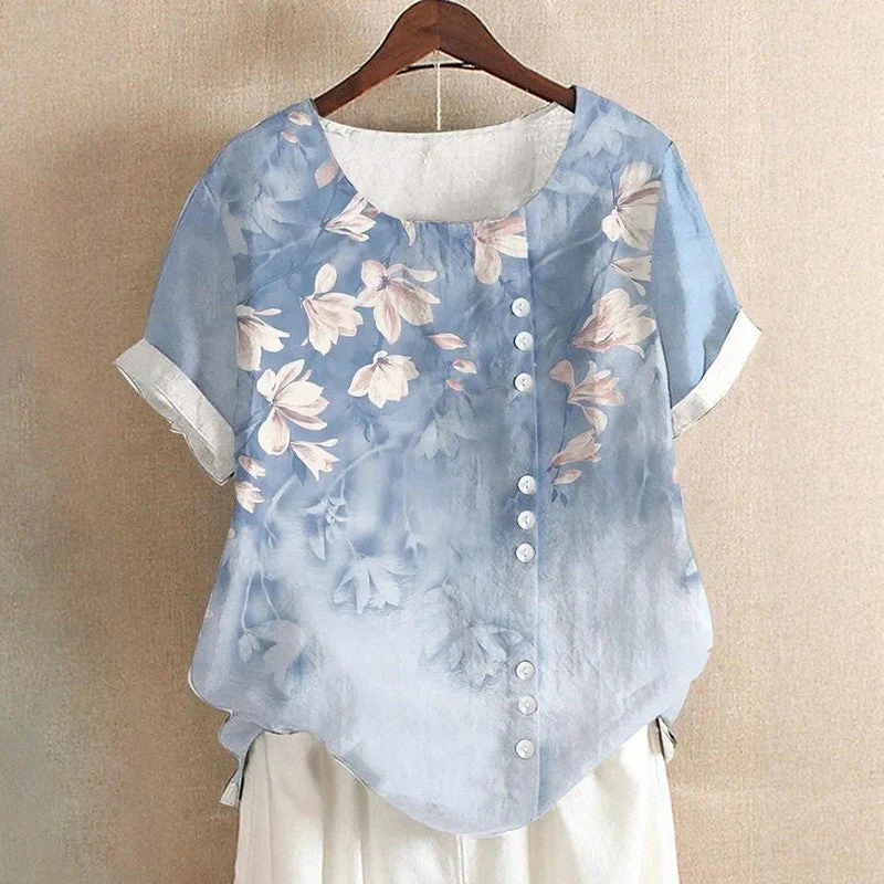 Valentina Rossi Leaf Print Top with Round Neck - Image 4