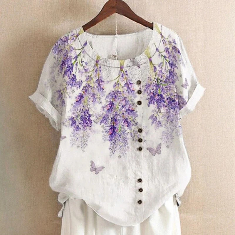 Valentina Rossi Leaf Print Top with Round Neck - Image 5