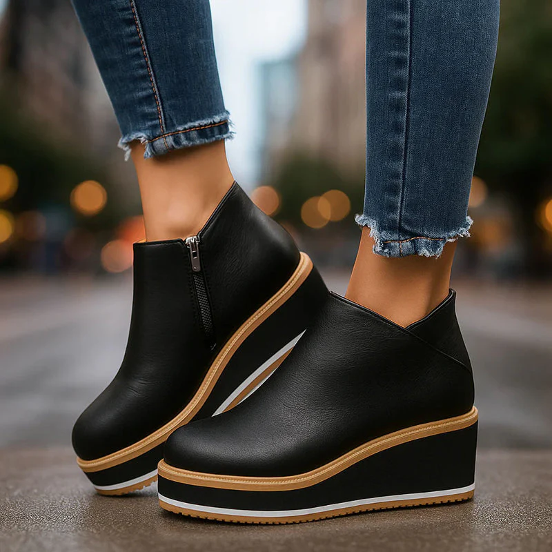 Valentina Rossi Platform Ankle Boots with Side Zipper - Image 2