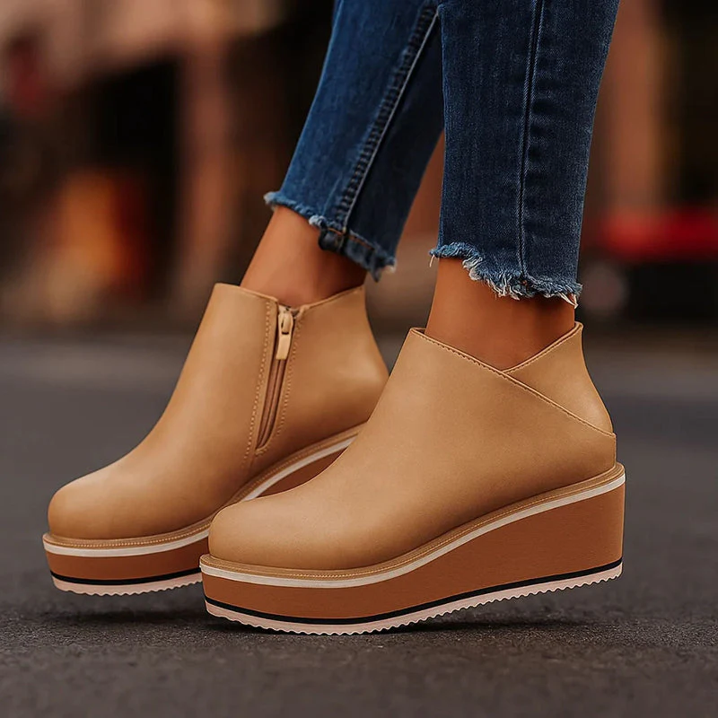 Valentina Rossi Platform Ankle Boots with Side Zipper - Image 3
