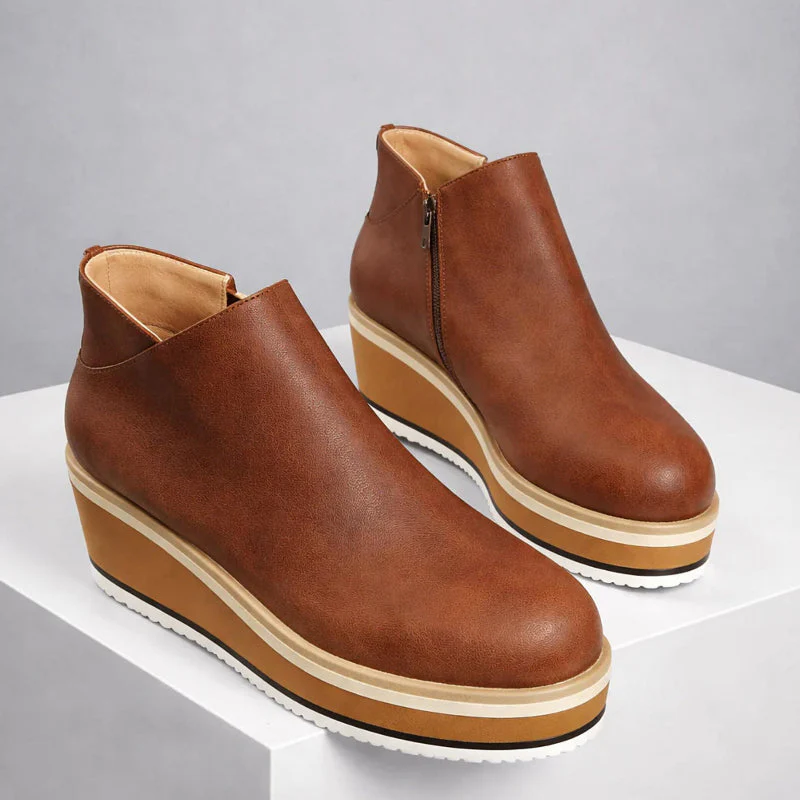 Valentina Rossi Platform Ankle Boots with Side Zipper - Image 5