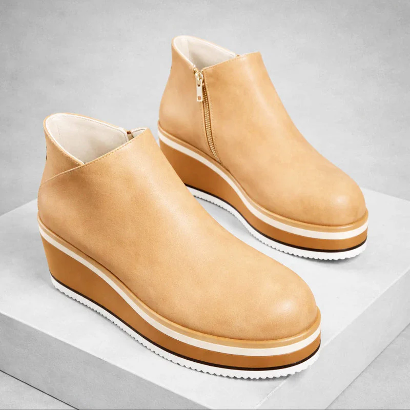Valentina Rossi Platform Ankle Boots with Side Zipper - Image 7