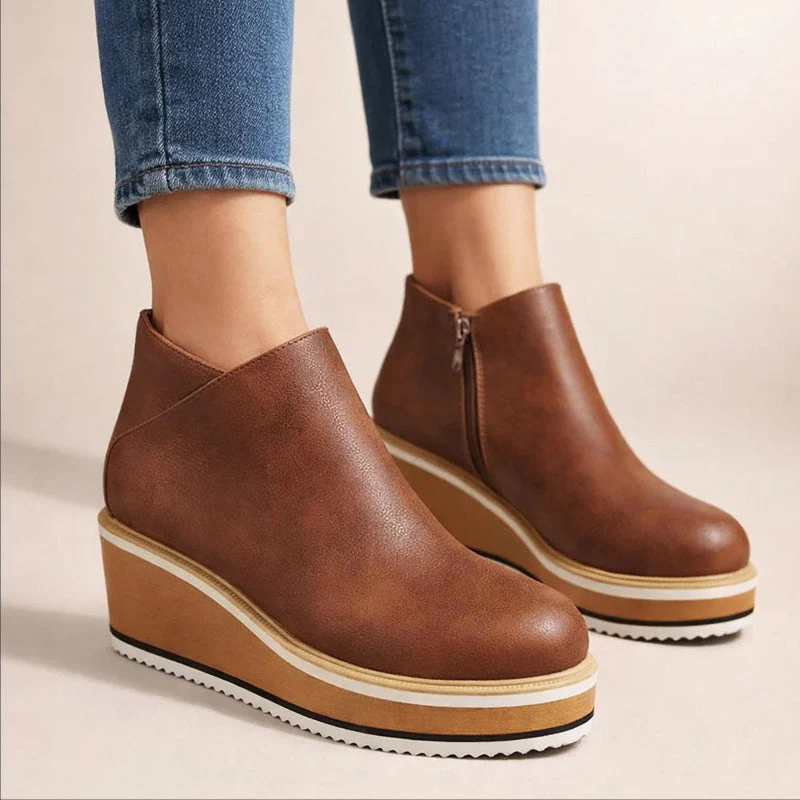 Valentina Rossi Platform Ankle Boots with Side Zipper - Image 8