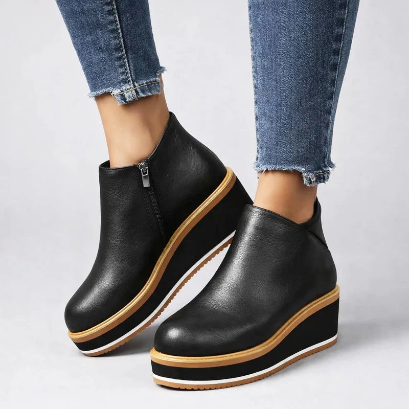 Valentina Rossi Platform Ankle Boots with Side Zipper - Image 9