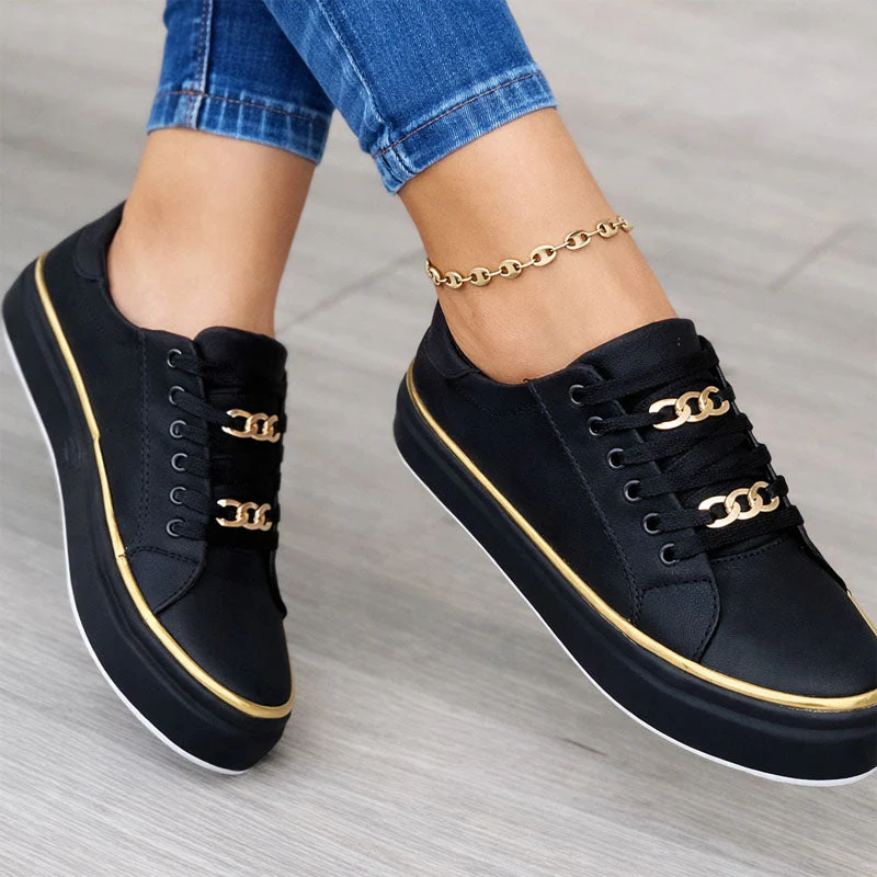 Valentina Rossi Platform Sneakers with Chain Detail - Image 2