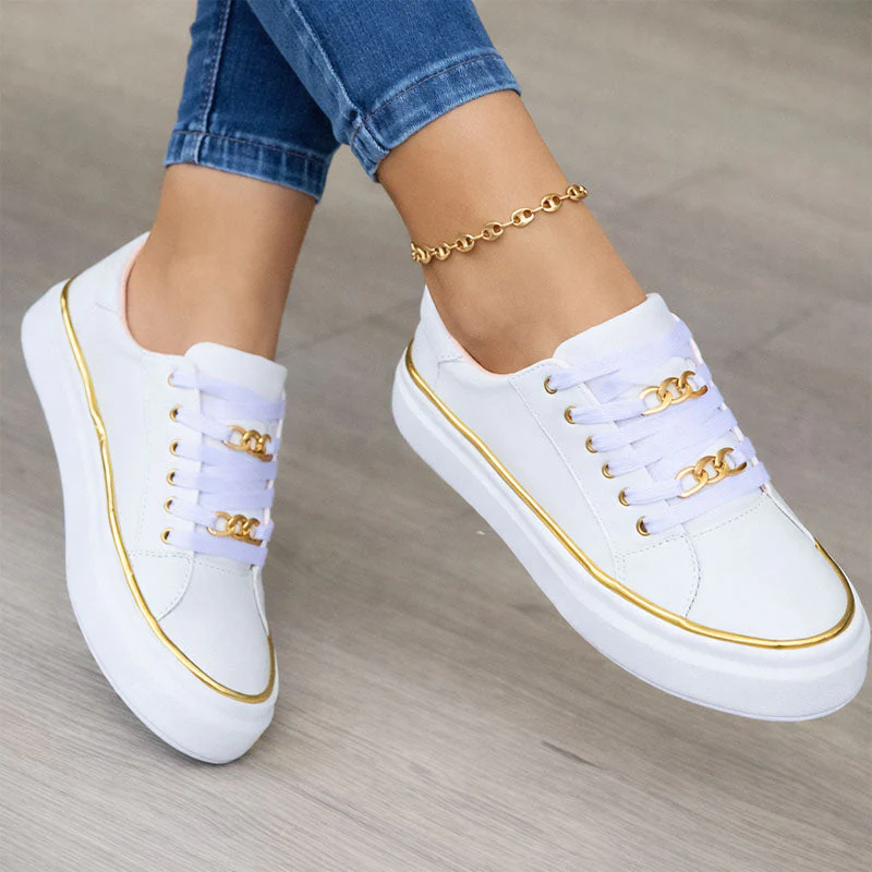 Valentina Rossi Platform Sneakers with Chain Detail - Image 4